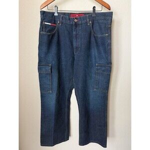 Vintage Y2K Tommy Jeans Men's Size 34x28 Dark Wash Denim Carpenter Cargo Jeans